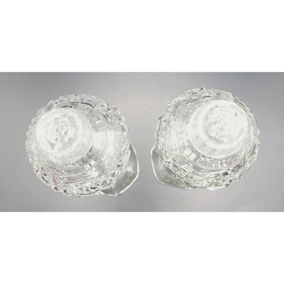 Bohemian Cut Crystal Salt & Pepper Shakers Tall Footed MCM Vintage - Picture 3 of 9